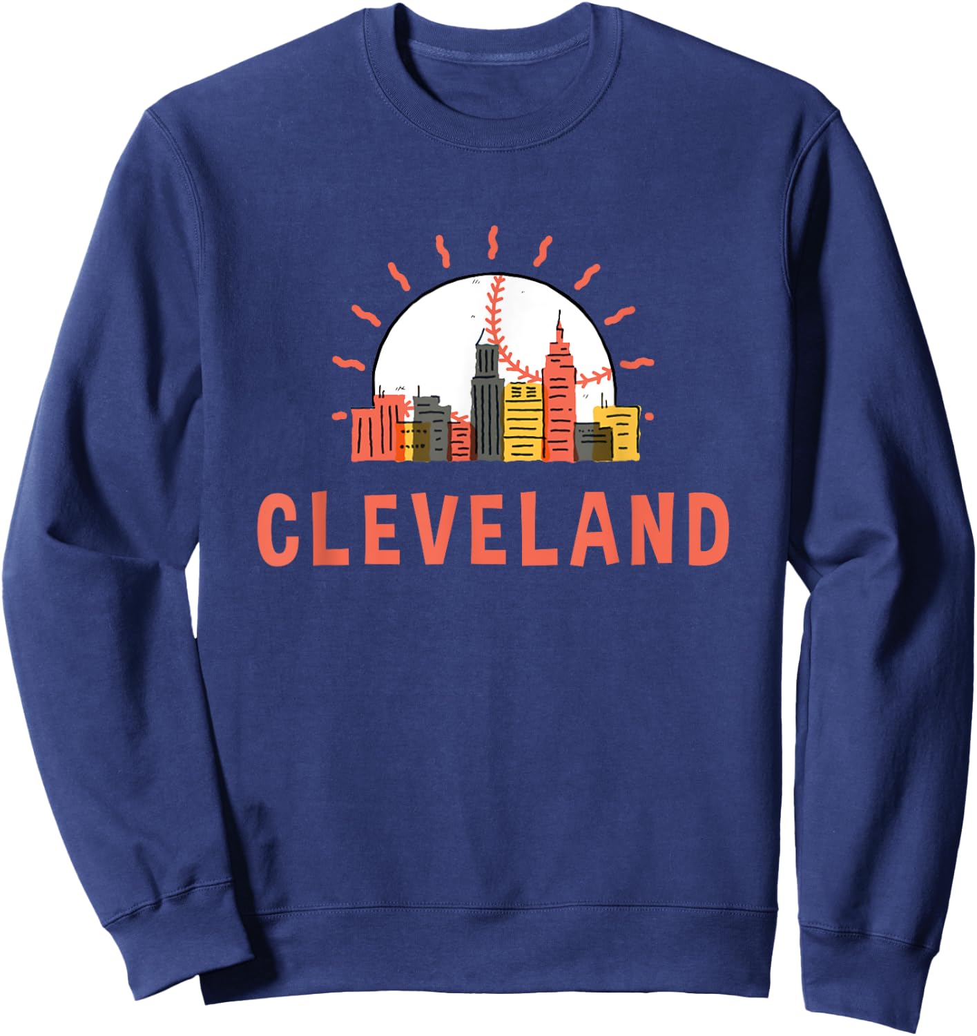 Ohio Cleveland Skyline Cityscape Sweatshirt - Sweatshirt | Navy