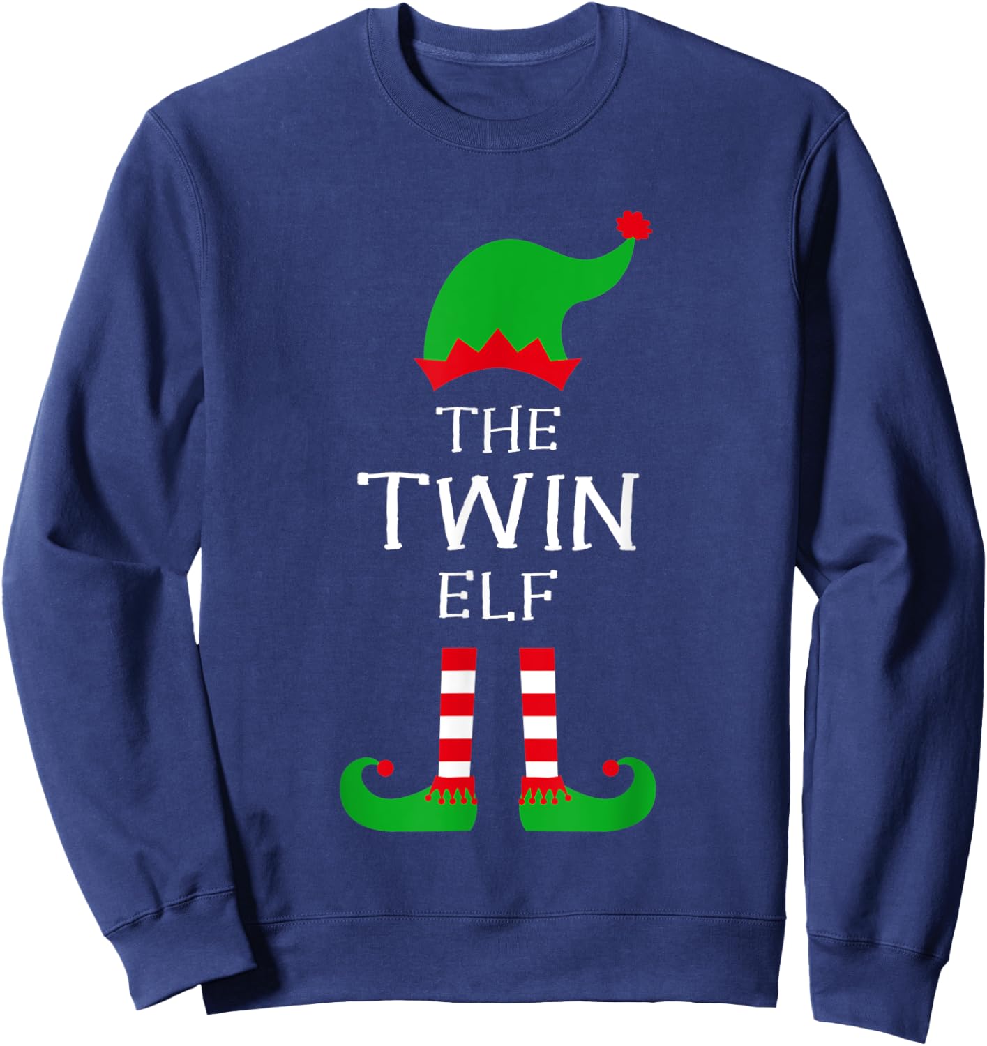 The Twin Elf Matching Family Group Idea Funny Christmas Sweatshirt - Sweatshirt | Navy