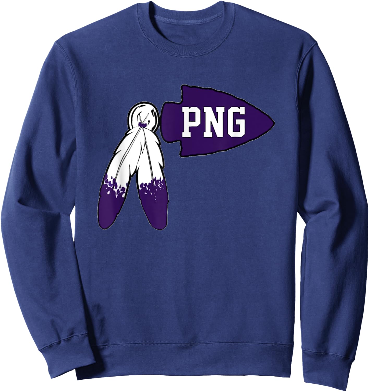 Port Neches-Groves High School PNG Feathers Indians Football Sweatshirt - Sweatshirt | Navy