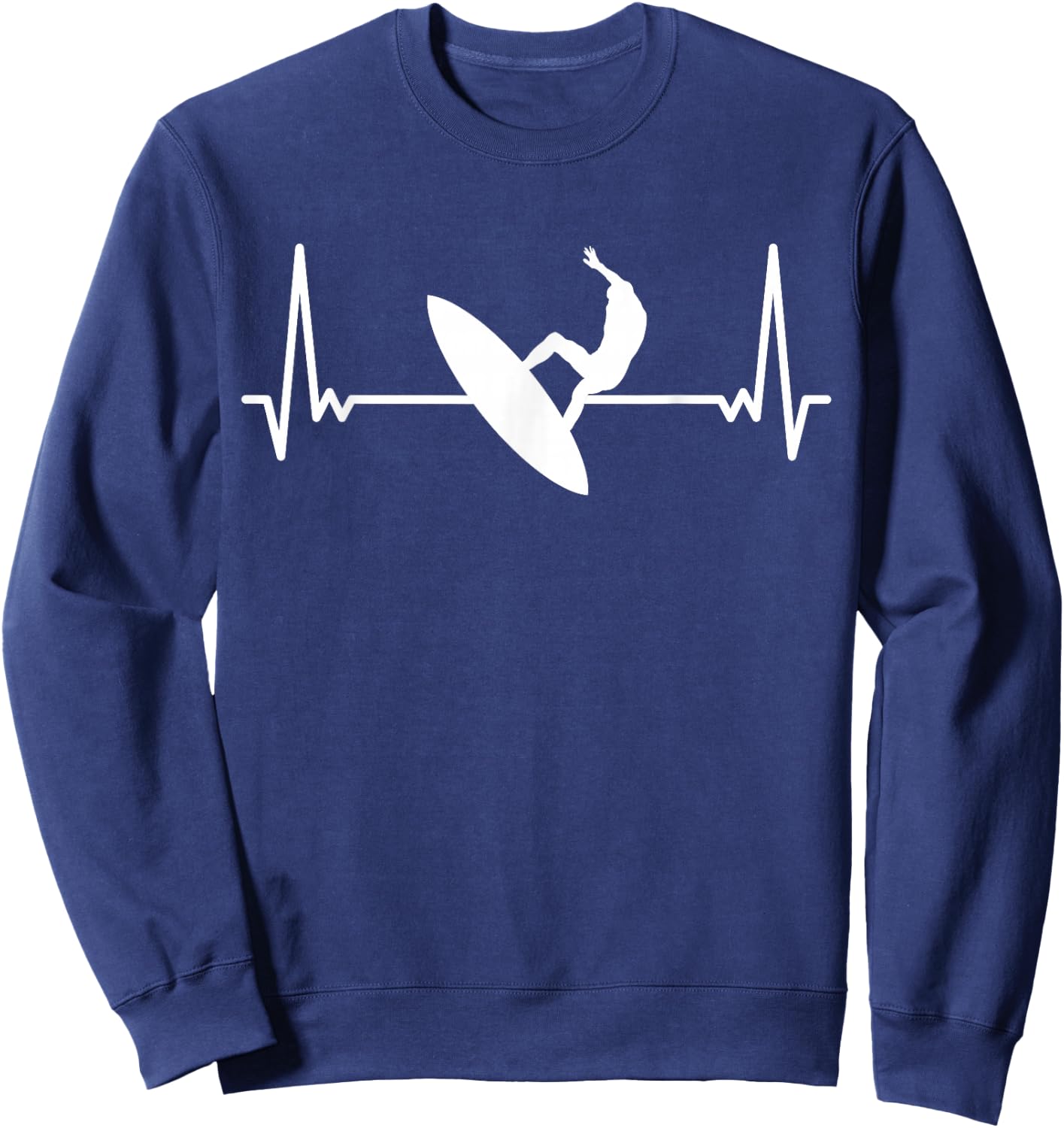 Heartbeat Surfer Surfing Surf Surfboard Sweatshirt - Sweatshirt | Navy