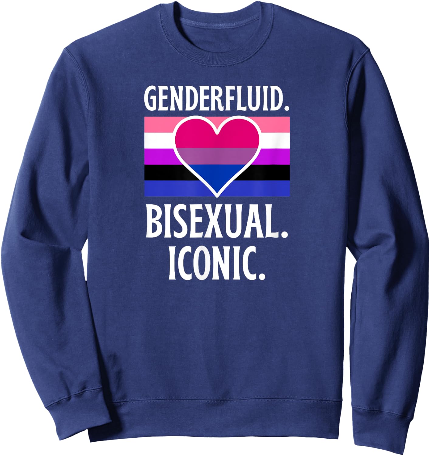 Genderfluid Bisexual Iconic Pride Flag Genderqueer Queer Sweatshirt - Sweatshirt | Navy