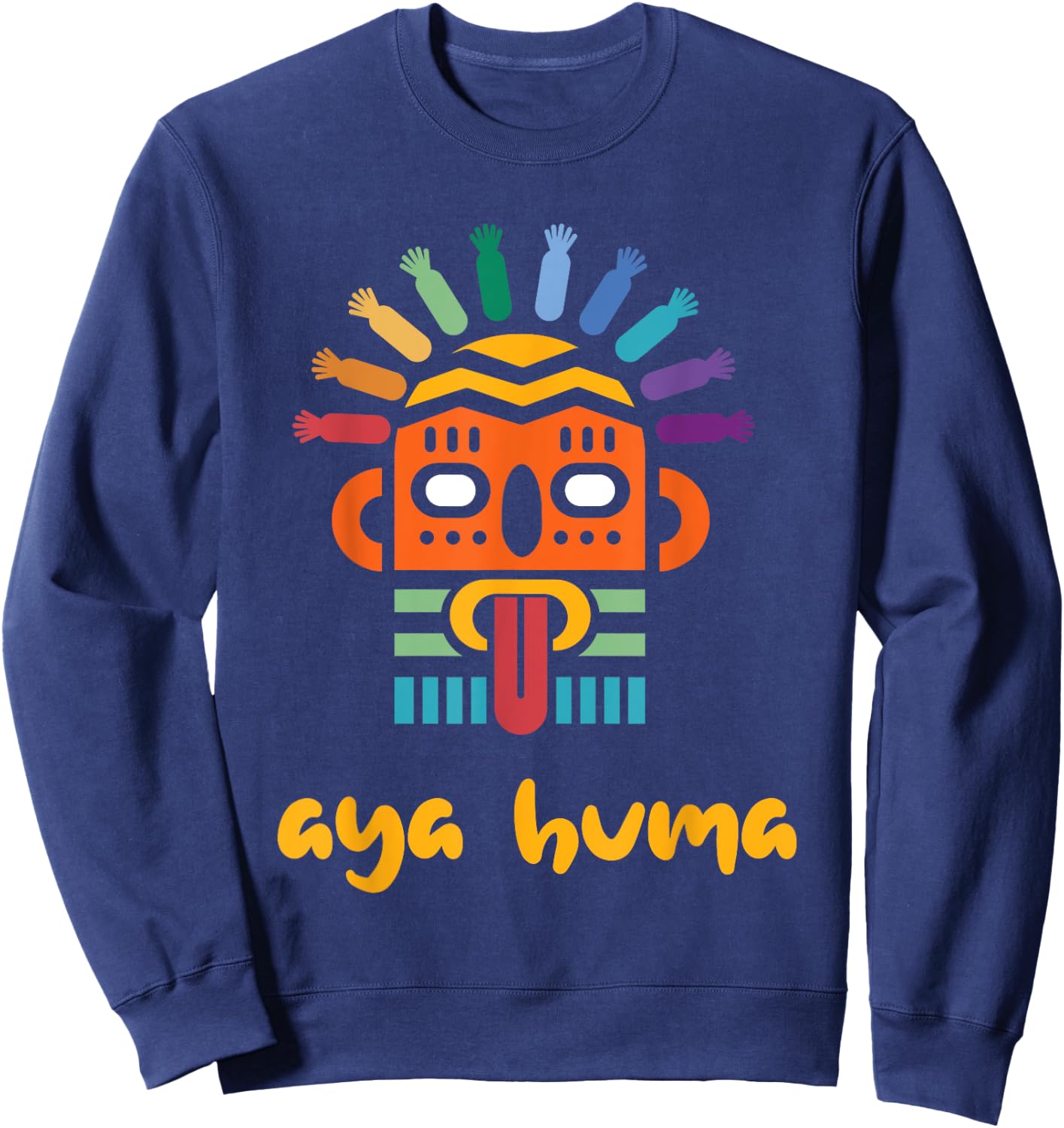 Aya Huma Festival Mask Spirit Head Two Faces Inti Raimy Sweatshirt - Sweatshirt | Navy