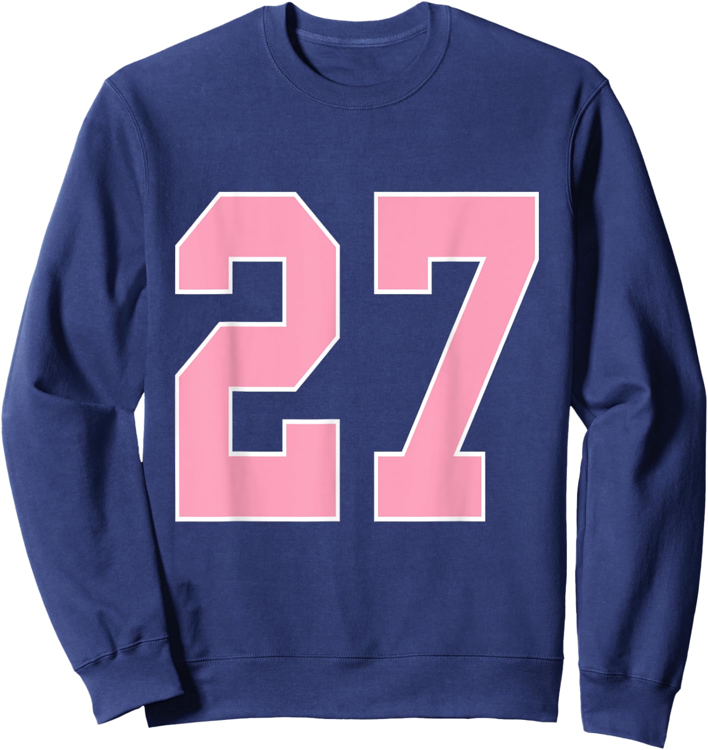Number 27 Shirt Pink Football Basketball Breast Cancer Aware Sweatshirt - Sweatshirt | Navy