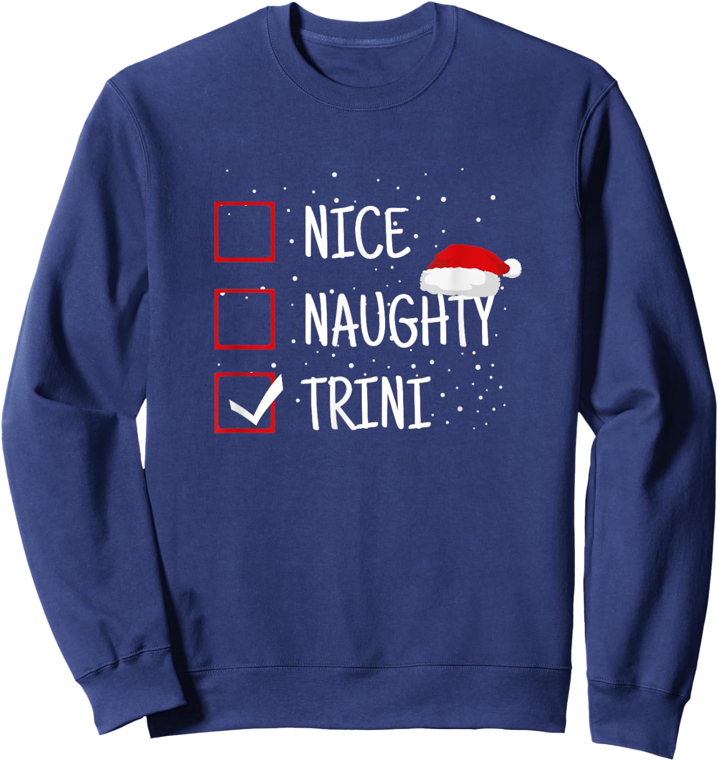 Family Heritage Gifts Trinidad Christmas - Black, , Small, Modern Humorous, Letter Print, , Short Sleeve, Snug Fit, Christmas Occasion Sweatshirt - Sweatshirt | Navy
