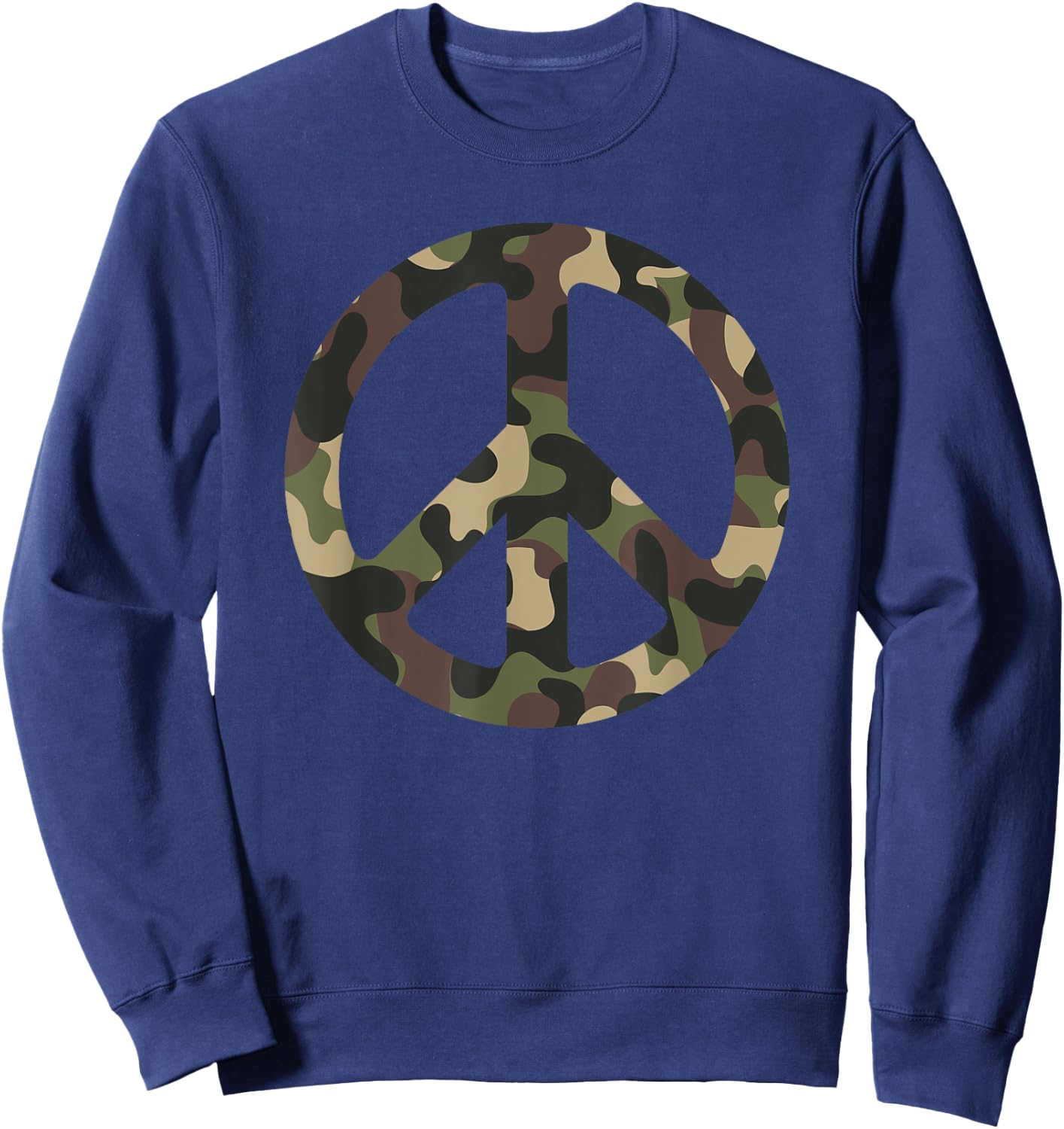 Camouflage Military Camo Hippie Peace Sign Sweatshirt - Sweatshirt | Navy