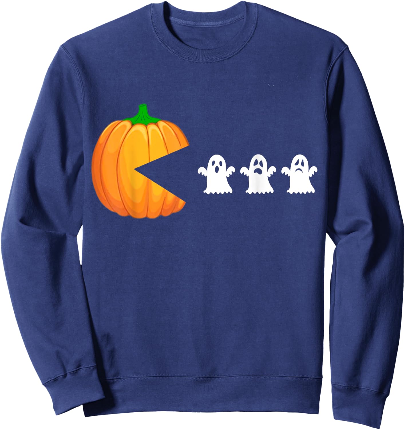 Funny Halloween Pumpkin Eating Ghost, Gamer Men Women Kids Sweatshirt - Sweatshirt | Navy