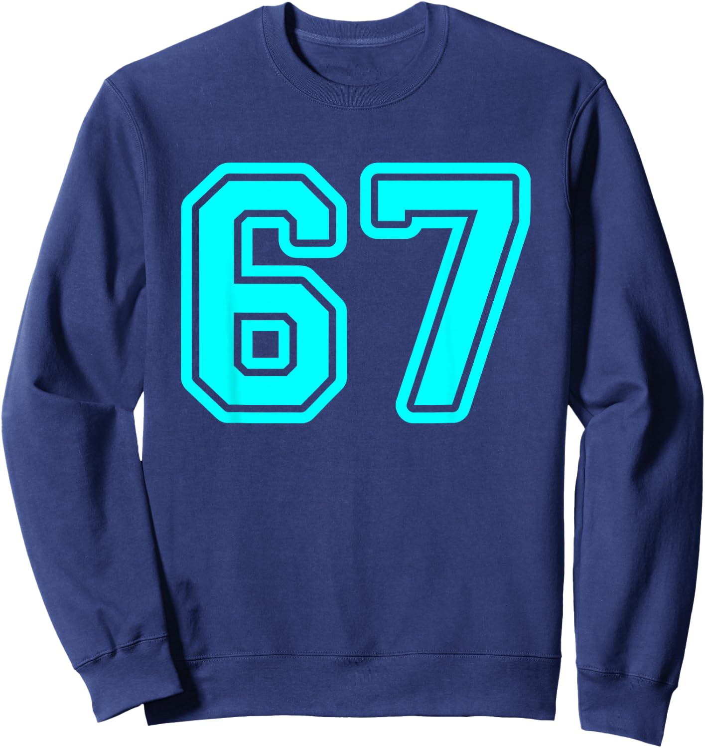 Cyan Sports Team Number #67 Sweatshirt - Sweatshirt | Navy