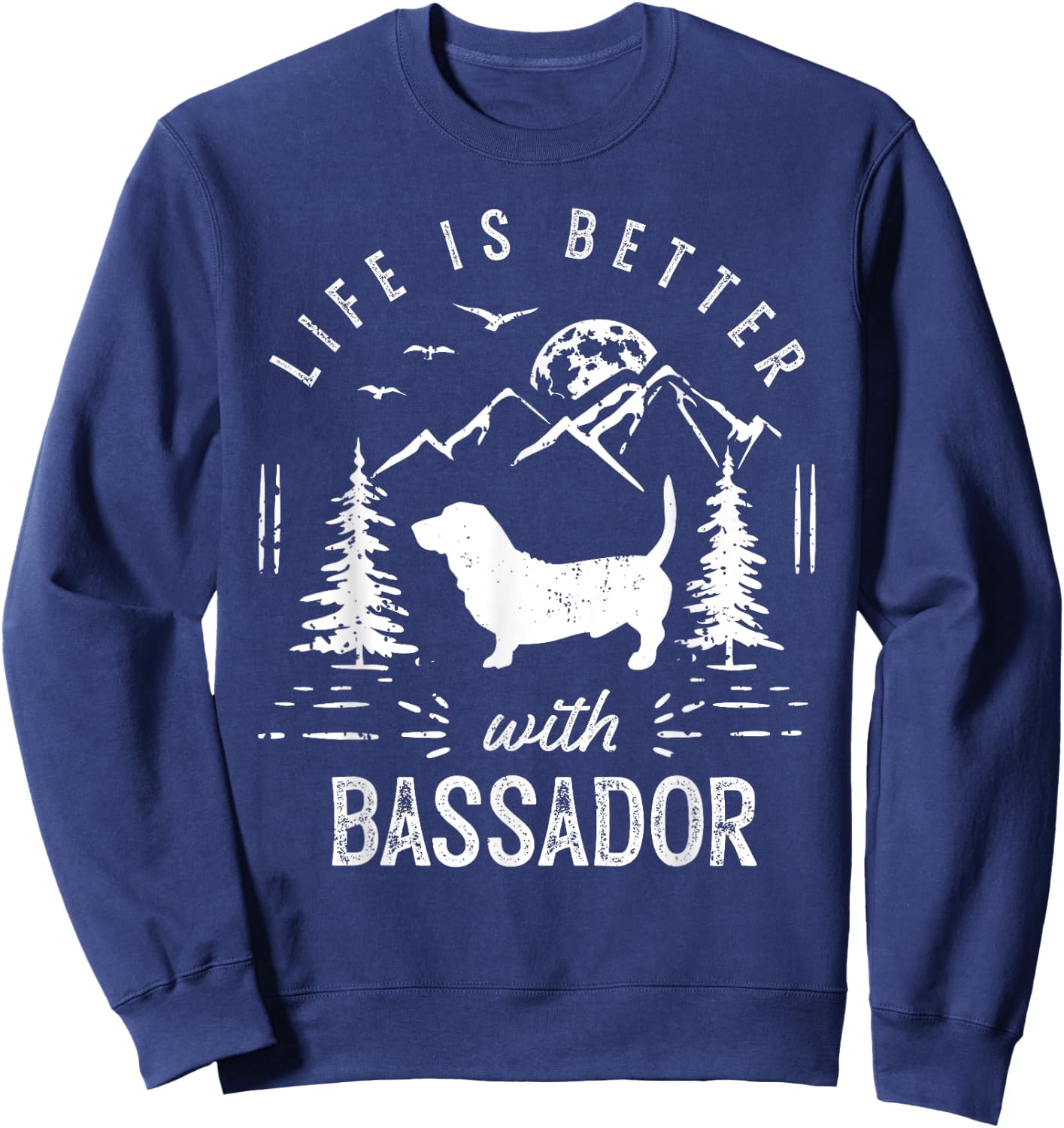 Bassador Life Better Mom Dad Dog Sweatshirt - Sweatshirt | Navy
