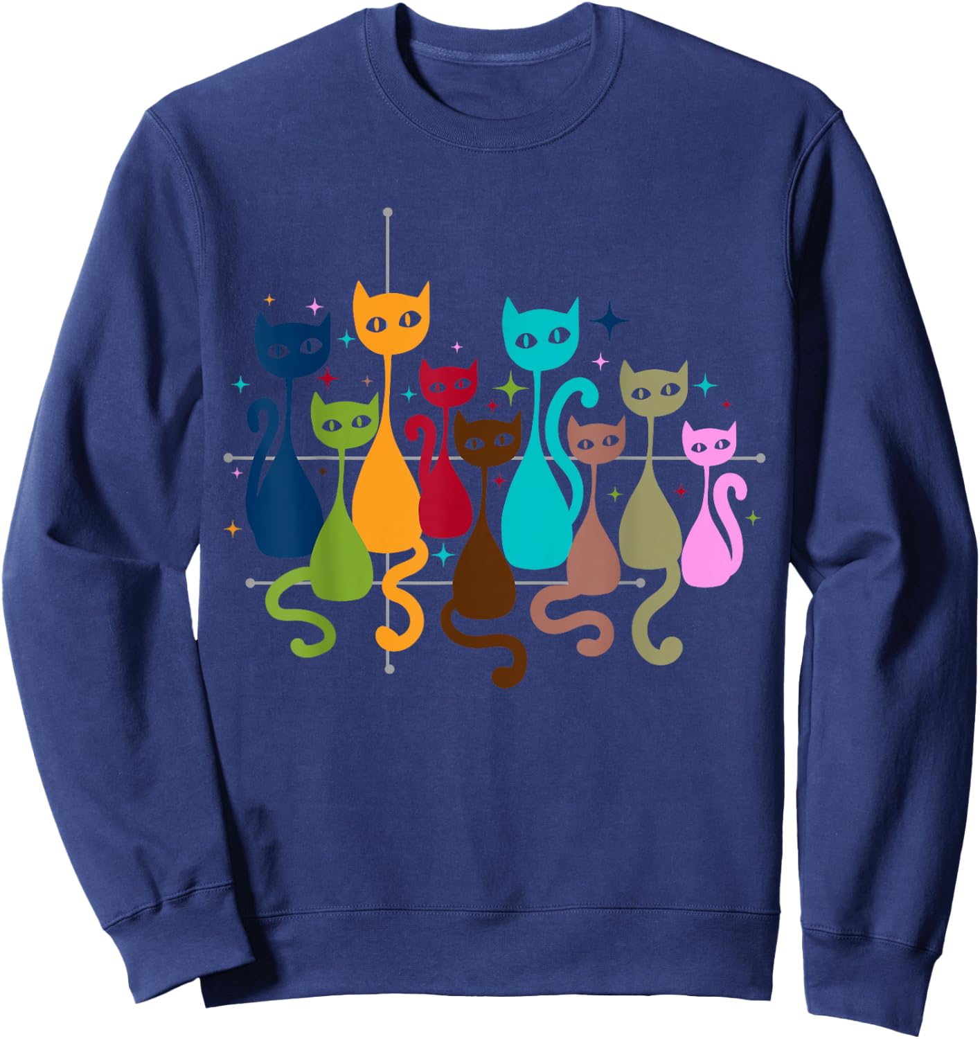 Classic Art Kitten Lover Vintage Artwork Cute Cat Sweatshirt - Sweatshirt | Navy