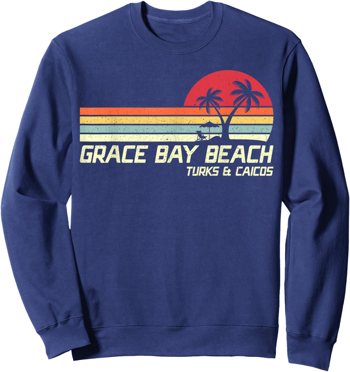 Summer Vacation Vintage Turks And Caicos Grace Bay Beach Women Kids Sweatshirt - Sweatshirt | Navy