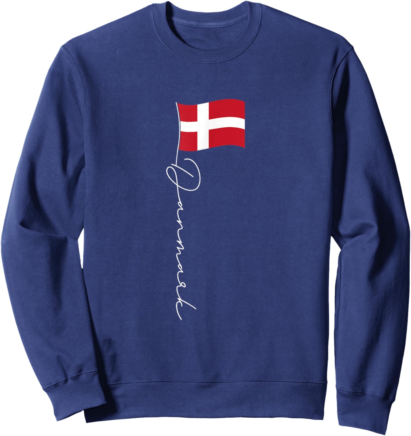 Family Heritage Gifts Denmark Signature Flag Pole - Elegant Patriotic Danish Flag Sweatshirt - Sweatshirt | Navy