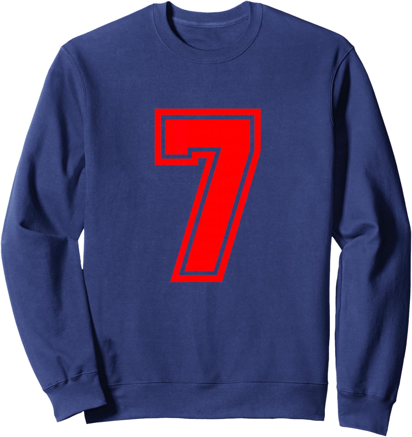 Number #7 Red Varsity Favorite Number Sweatshirt - Sweatshirt | Navy