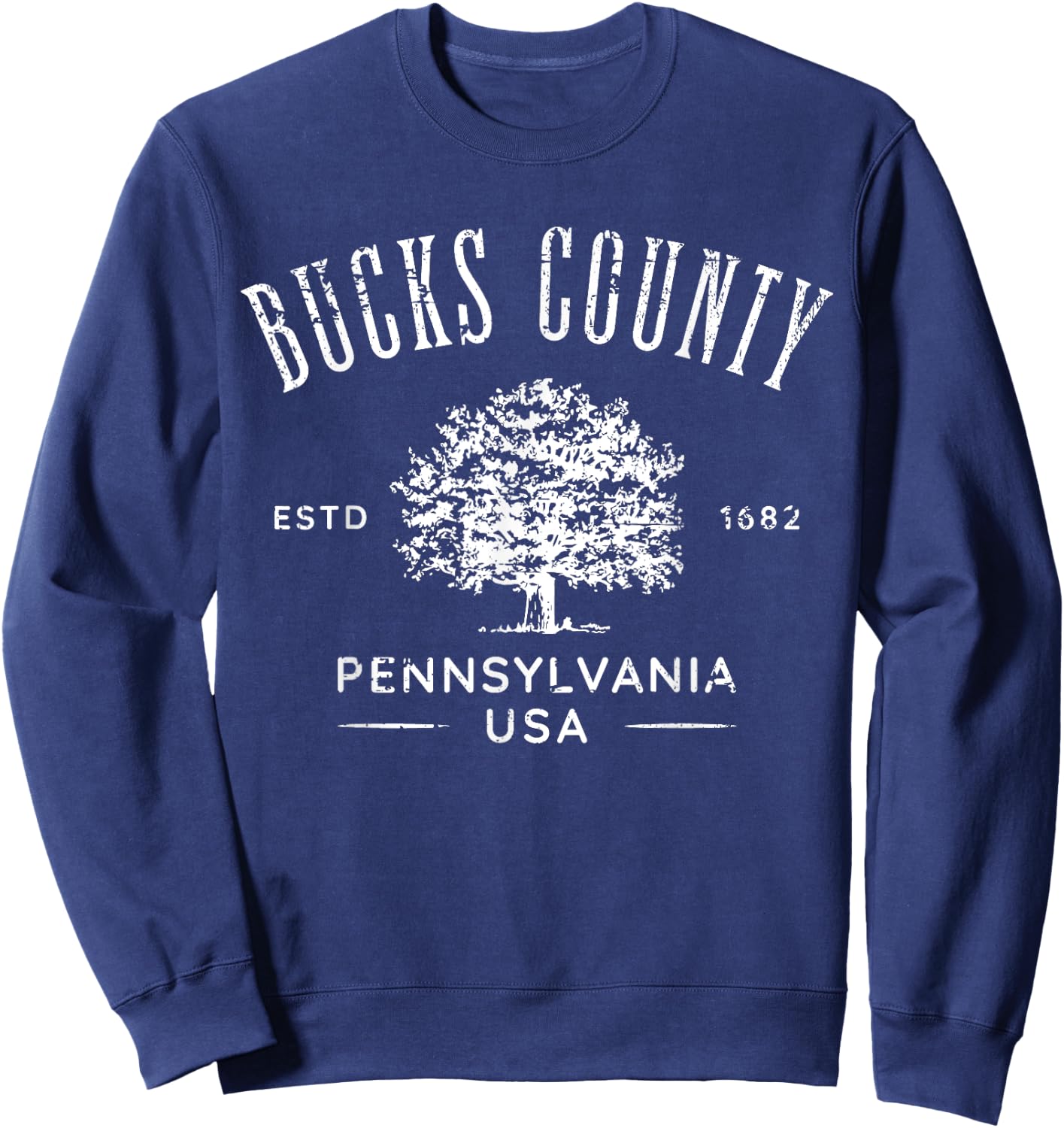 Bucks County PA Vintage Distressed Design Souvenir Sweatshirt - Sweatshirt | Navy