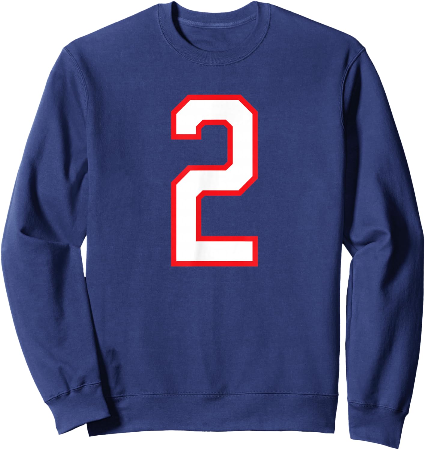 Number #2 White Red Plain Number Sweatshirt - Sweatshirt | Navy
