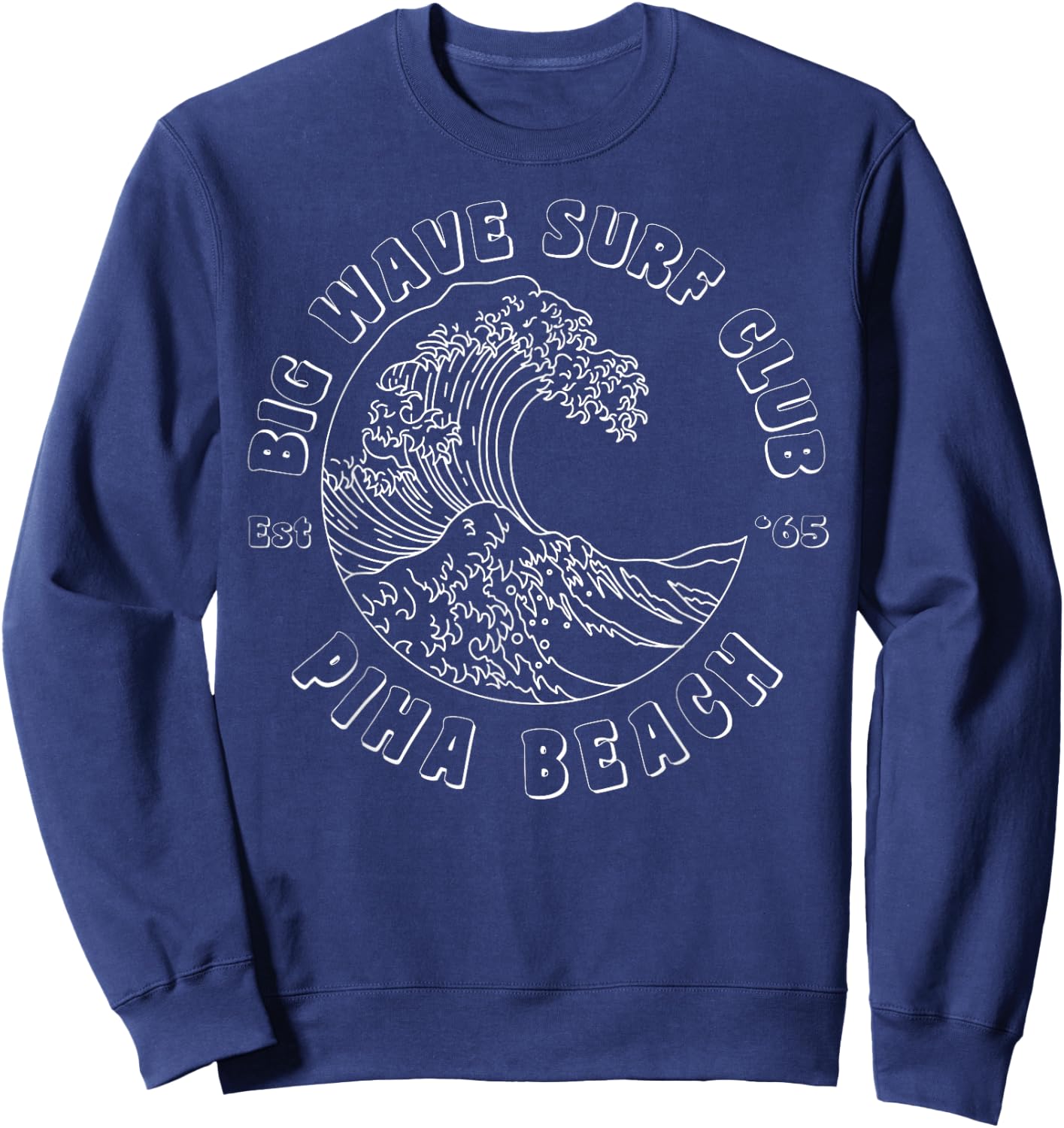 Piha Beach, Big Wave Surf Club, classic surfing beach Sweatshirt - Sweatshirt | Navy