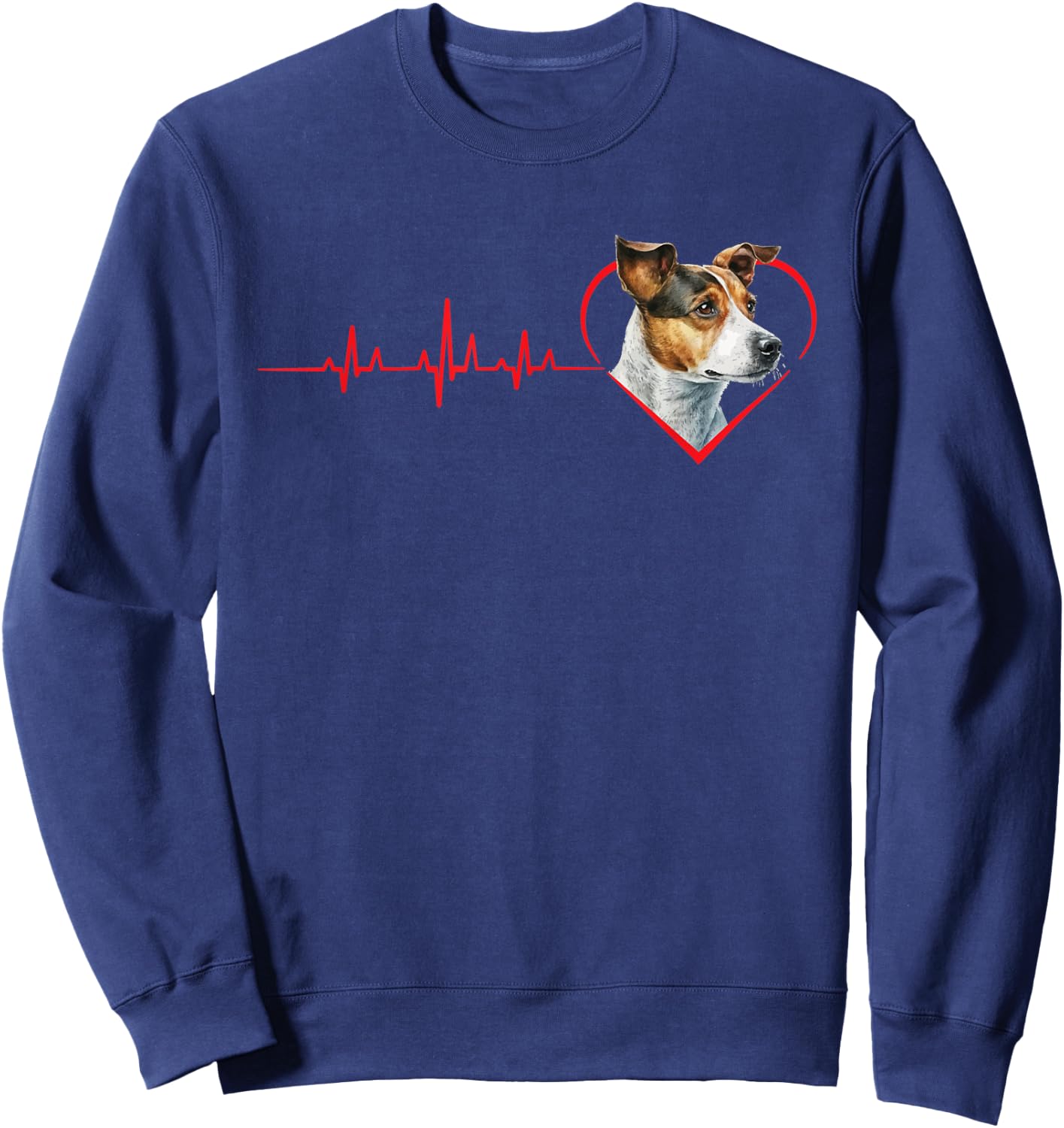 Jack Russell Terrier Heartbeat - Dog Breeder Animal Lover Men Women Kids Sweatshirt - Sweatshirt | Navy