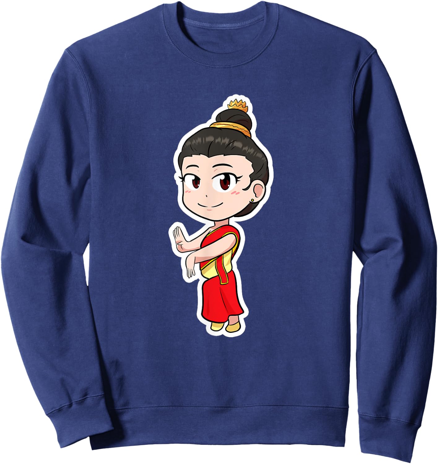 Laos Lao Laotian Proud Flag Traditional Dress Lao Sinh Girl Sweatshirt - Sweatshirt | Navy