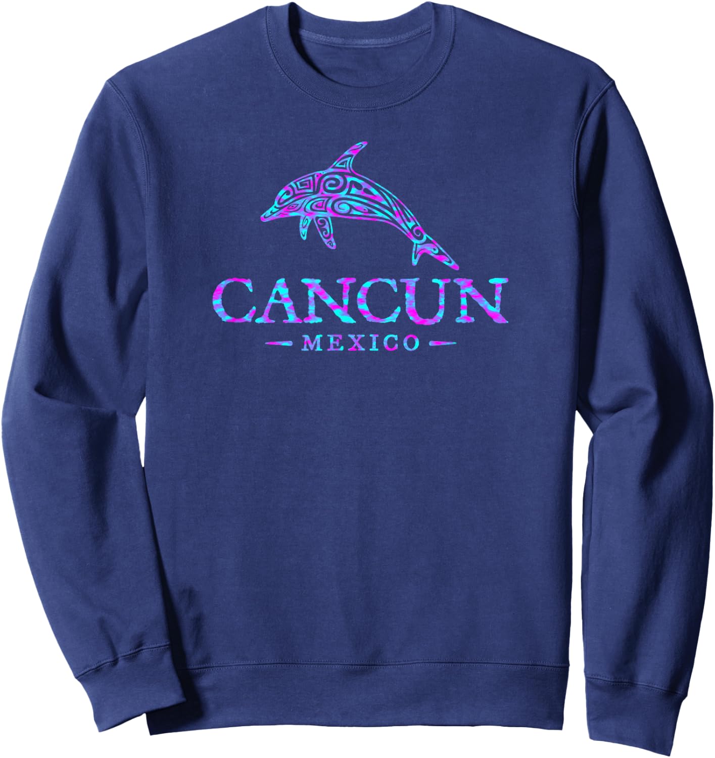 Cancun Mexico Retro Dolphin Boys Girls Souvenir Sweatshirt - Sweatshirt | Navy