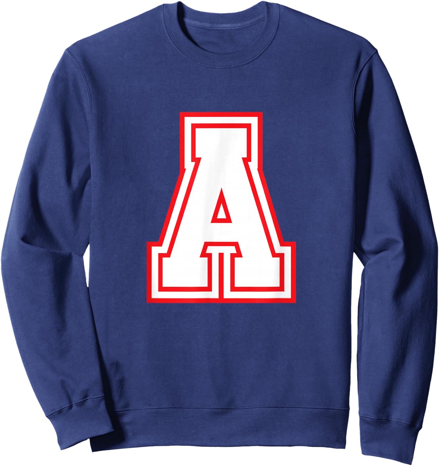 Letter A Red Monogram Initial Sweatshirt - Sweatshirt | Navy