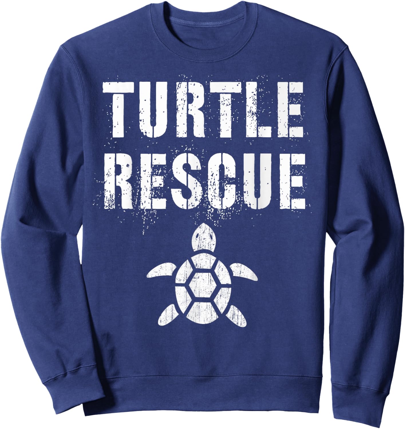 Vintage TURTLE RESCUE Squad Conservationist Green Earth Day Sweatshirt - Sweatshirt | Navy