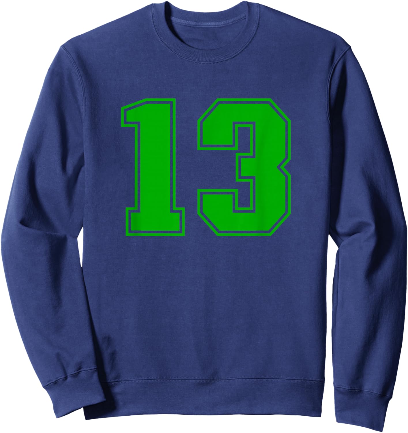 Number #13 Green Sports Uni Number Sweatshirt - Sweatshirt | Navy
