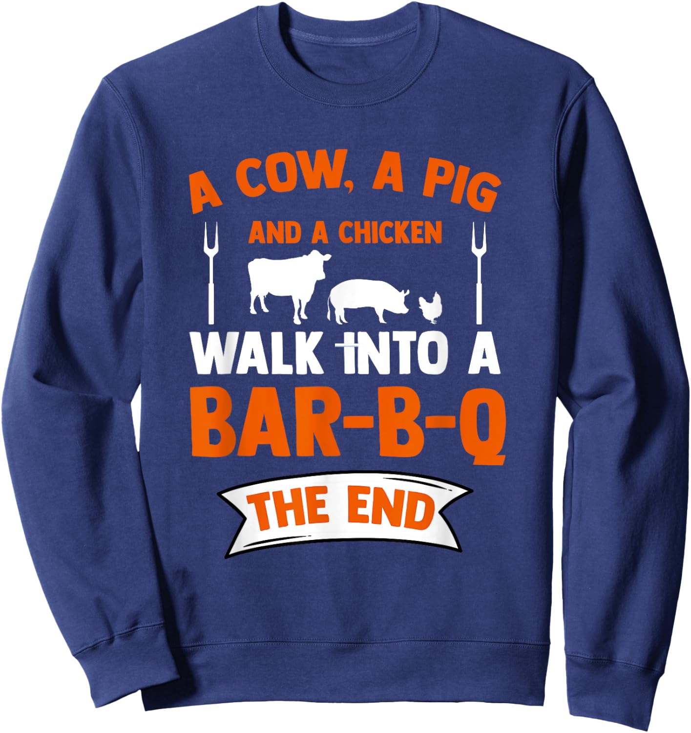 Smoke Grill Cow Pig Chicken Bar-B-Q Grilling Food Sweatshirt - Sweatshirt | Navy