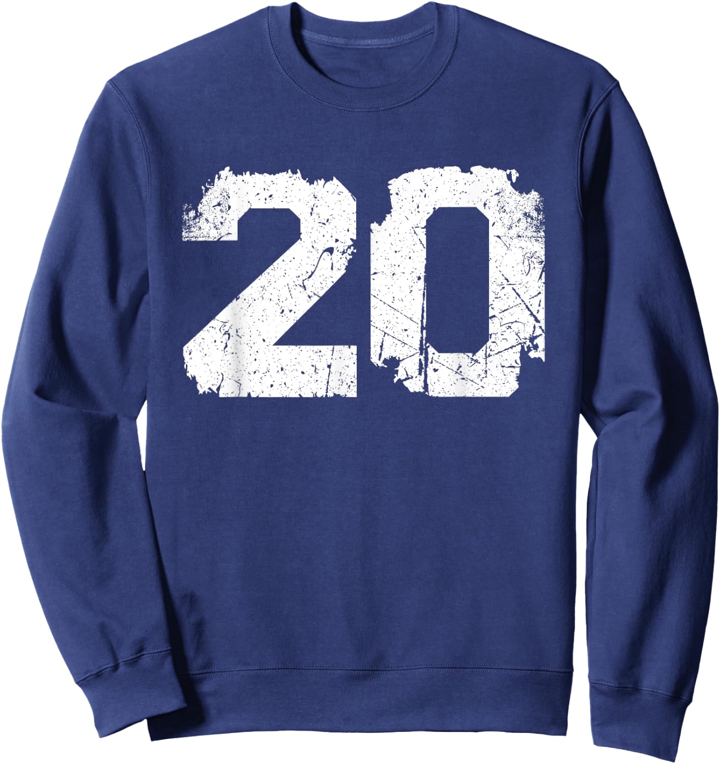 Number #20 Sport Vintage White Varsity Number Sweatshirt - Sweatshirt | Navy