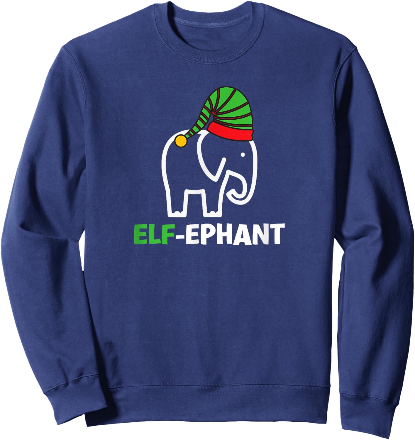 Elephants Christmas Funny Elf-Ephant Elf Elephant Xmas Sweatshirt - Sweatshirt | Navy