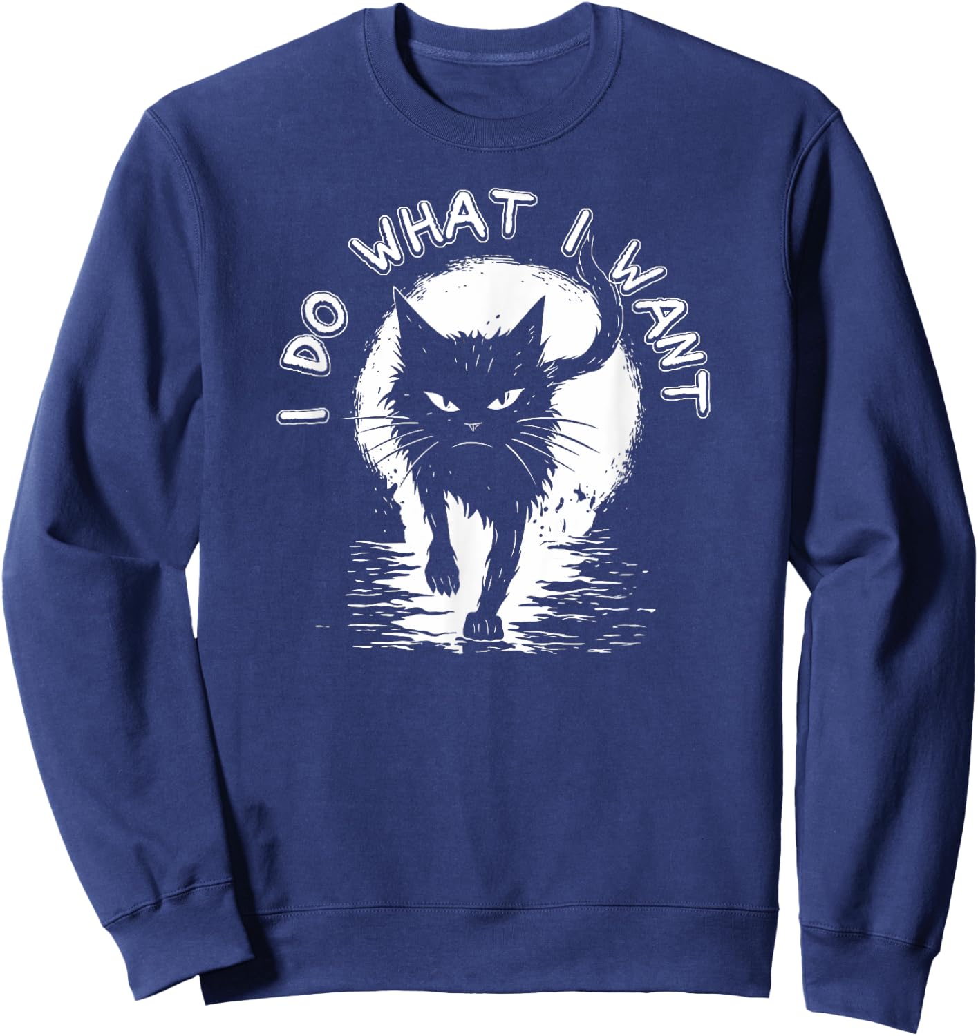 Cat Crazy Halloween Text Design Kitty Feral Stray Cat Women Sweatshirt - Sweatshirt | Navy
