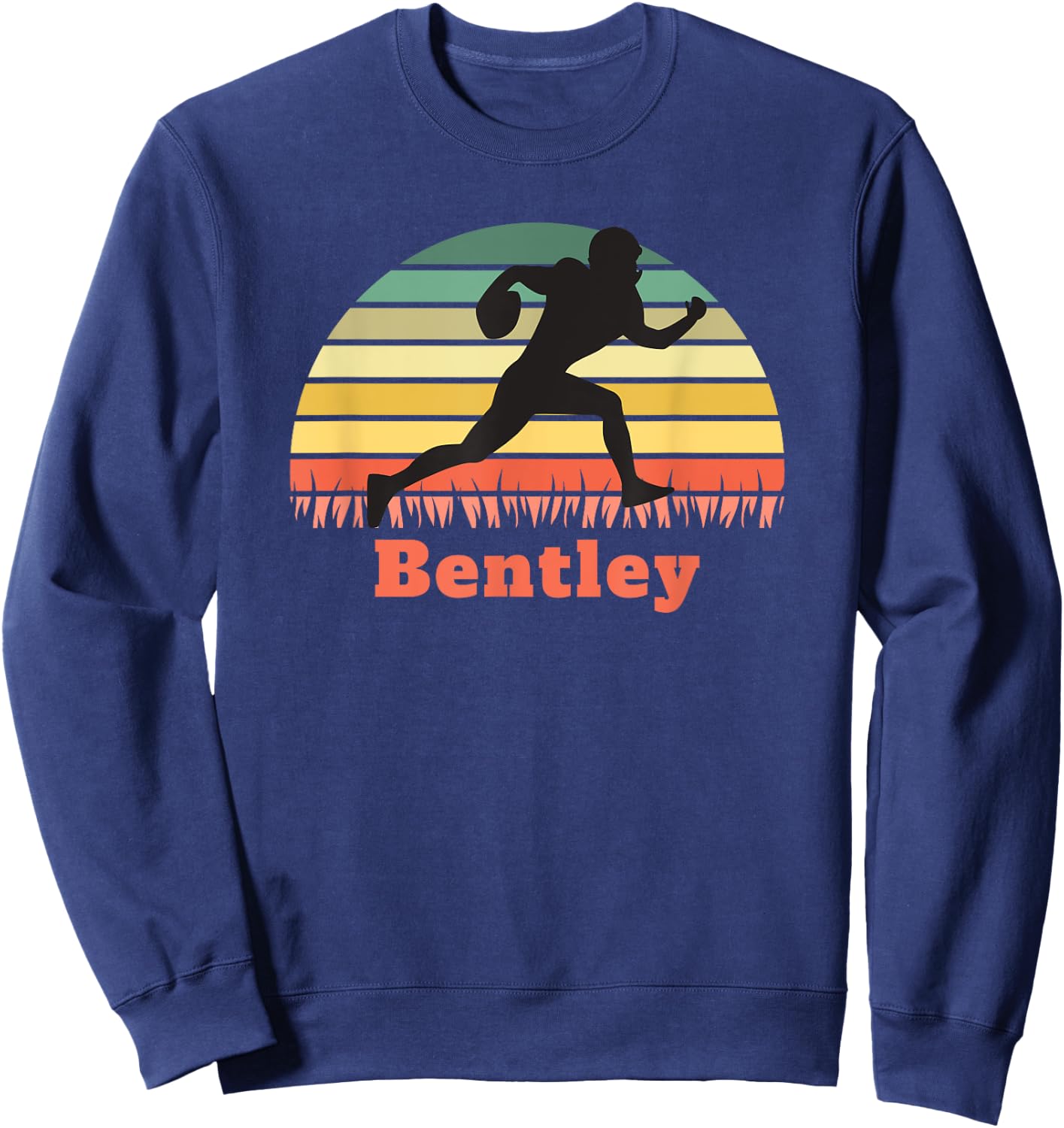 Bentley Boy's Personalized Football Player Vintage Sunset Sweatshirt - Sweatshirt | Navy