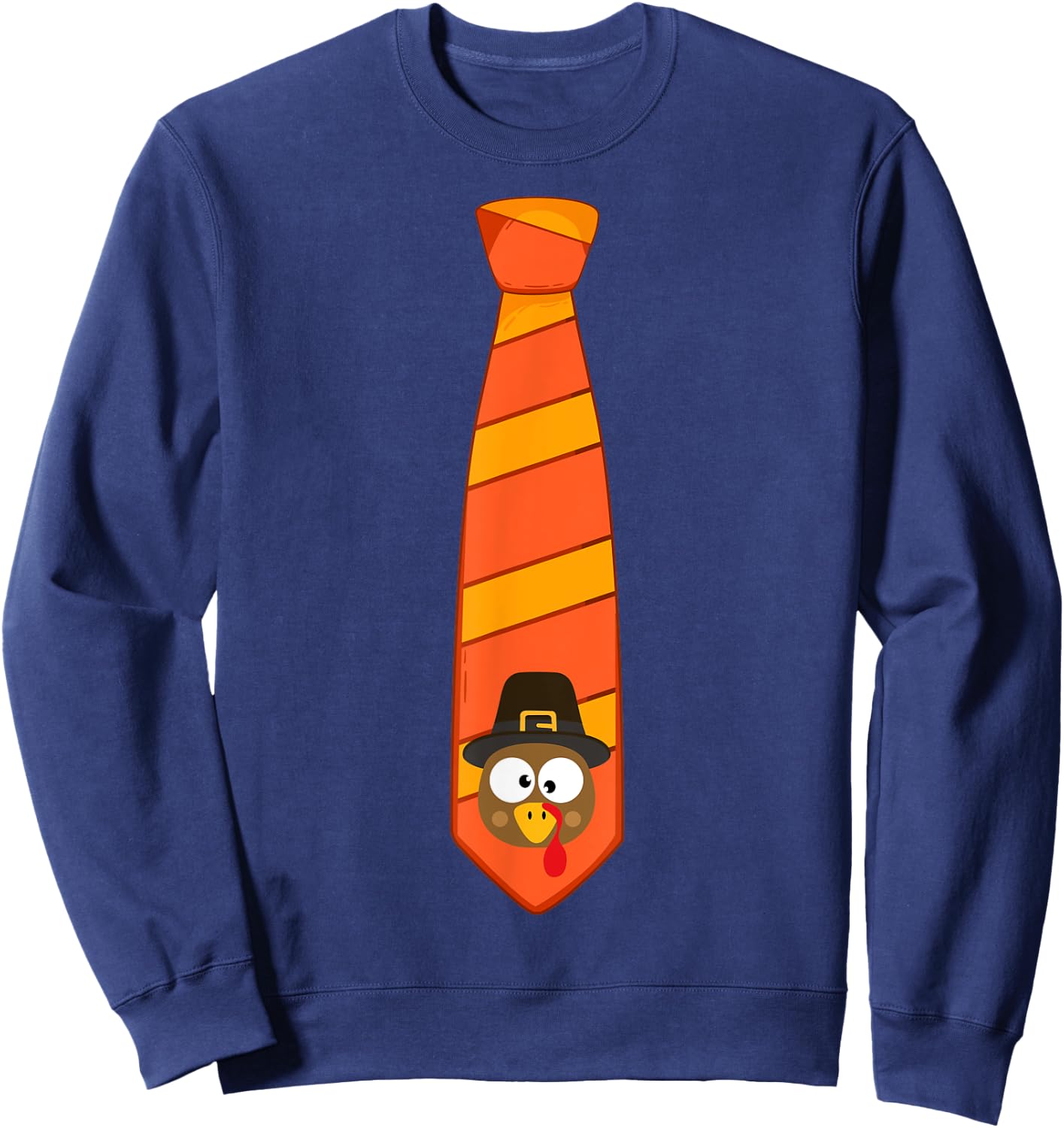 Funny thanksgiving tie with turkey for family dinner Sweatshirt - Sweatshirt | Navy