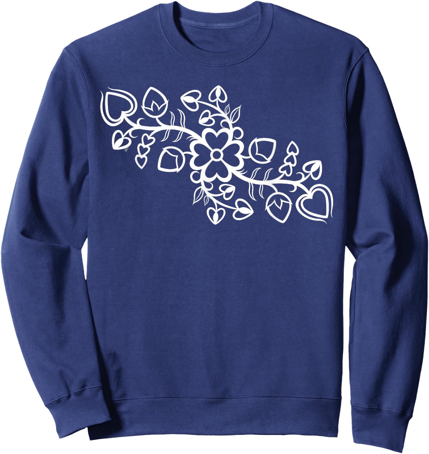 Anishinaabe Ojibwe Floral Native American Outline Sweatshirt - Sweatshirt | Navy