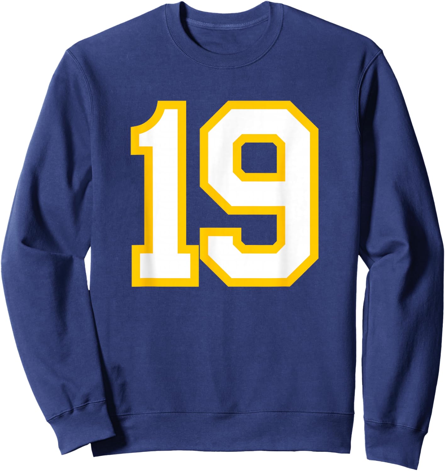 Yellow White Sports Team Number #19 Sweatshirt - Sweatshirt | Navy