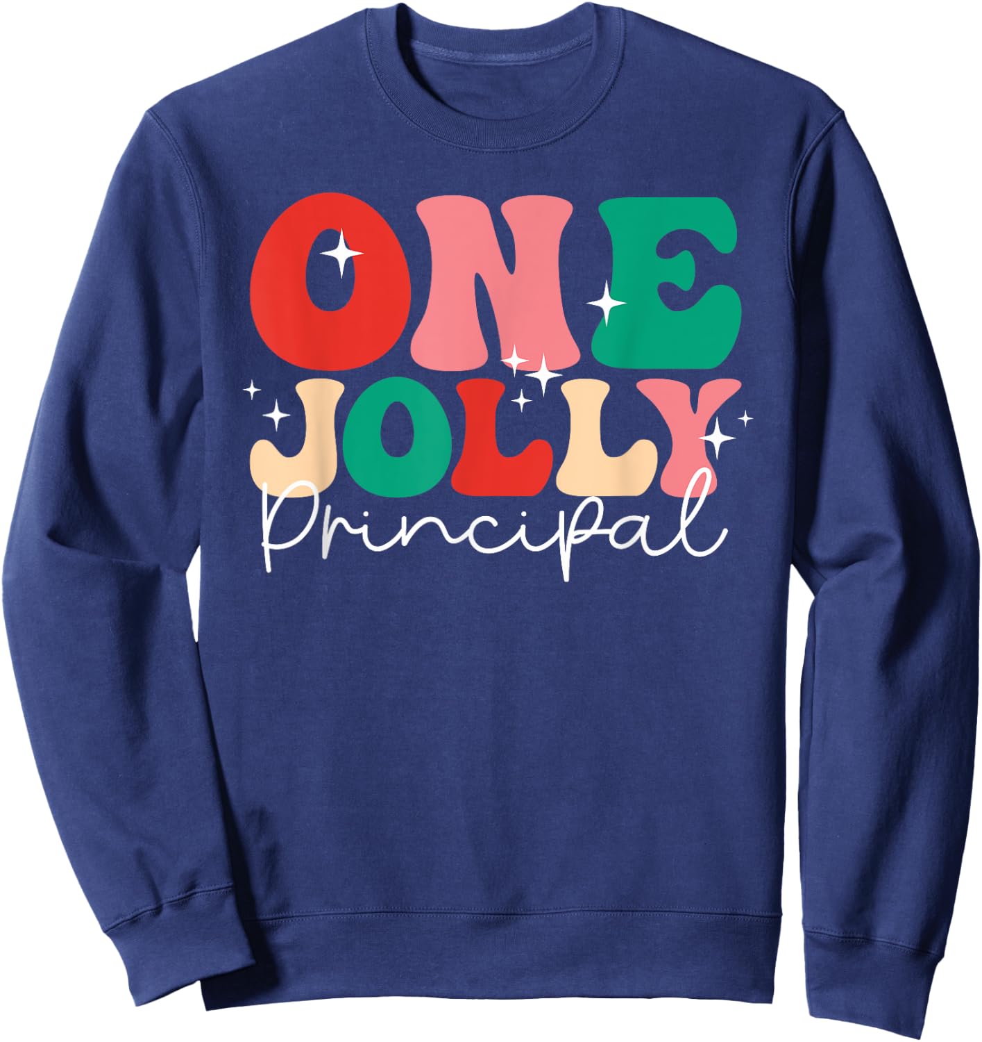 One Groovy School Family Group Holly Merry Shirts Adults Kids Retro Casual Black Short Sleeve Small U-Neck Sweatshirt - Sweatshirt | Navy