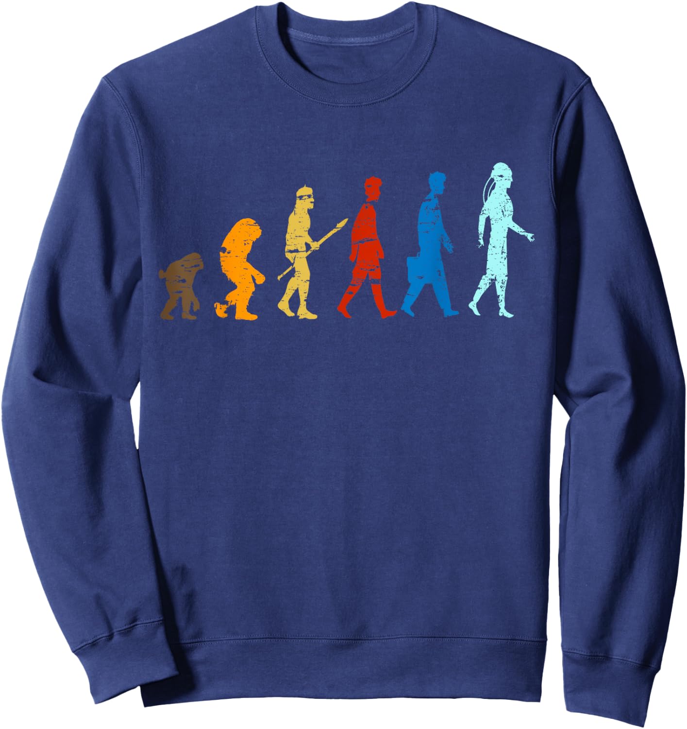 Funny Evolution Human From Ape to Robot A.I Sweatshirt - Sweatshirt | Navy