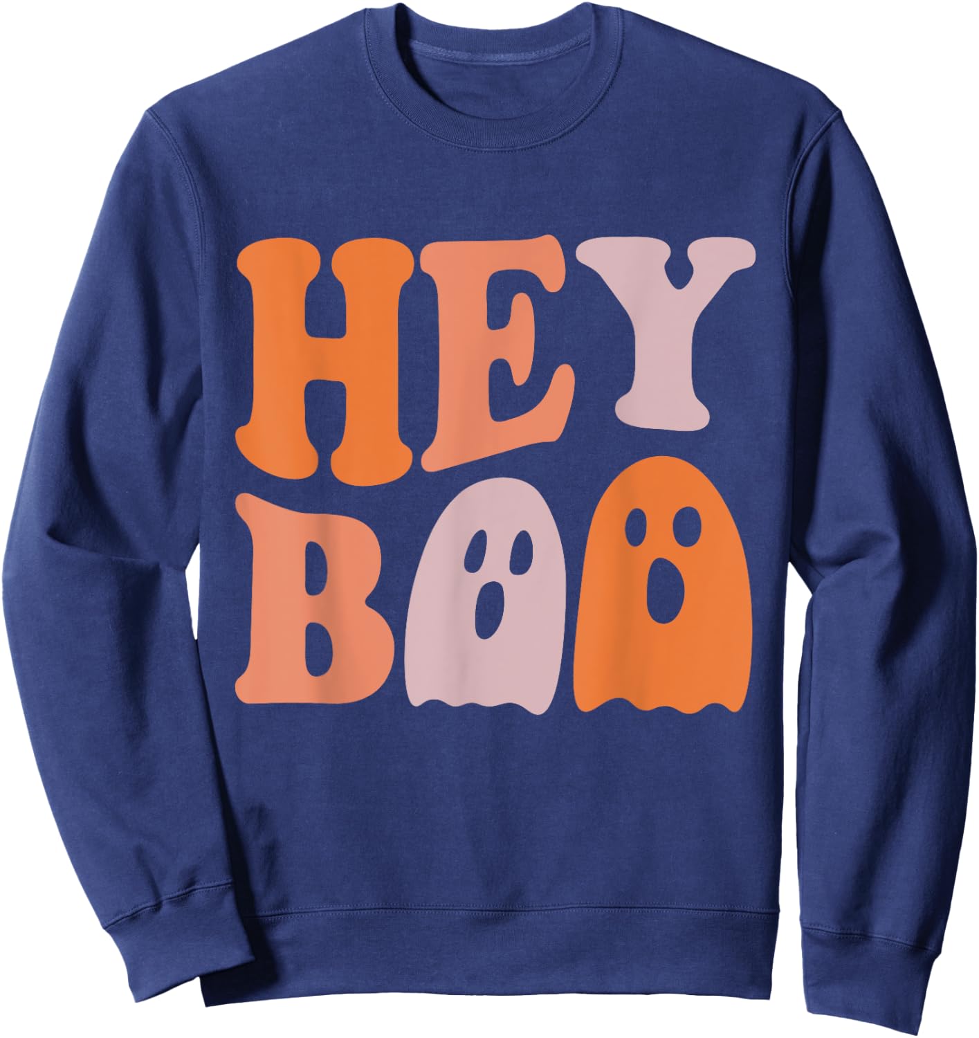 Hey Boo Funny Ghost Halloween Ghost Sweatshirt - Sweatshirt | Navy