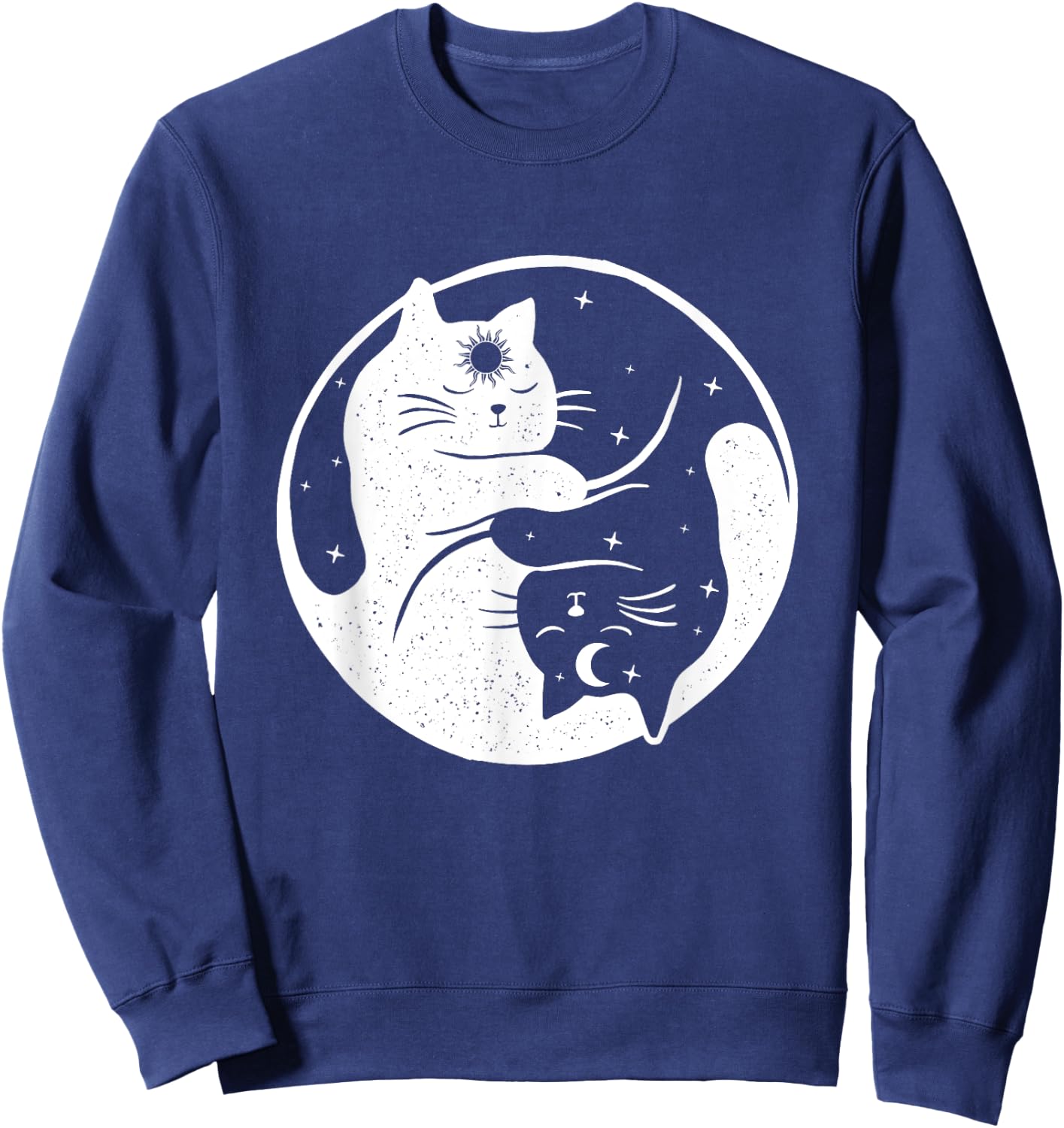 Cat Sun And Moon - Sleeping Kitty Kitten Pet Animal Lover Sweatshirt - Sweatshirt | Navy