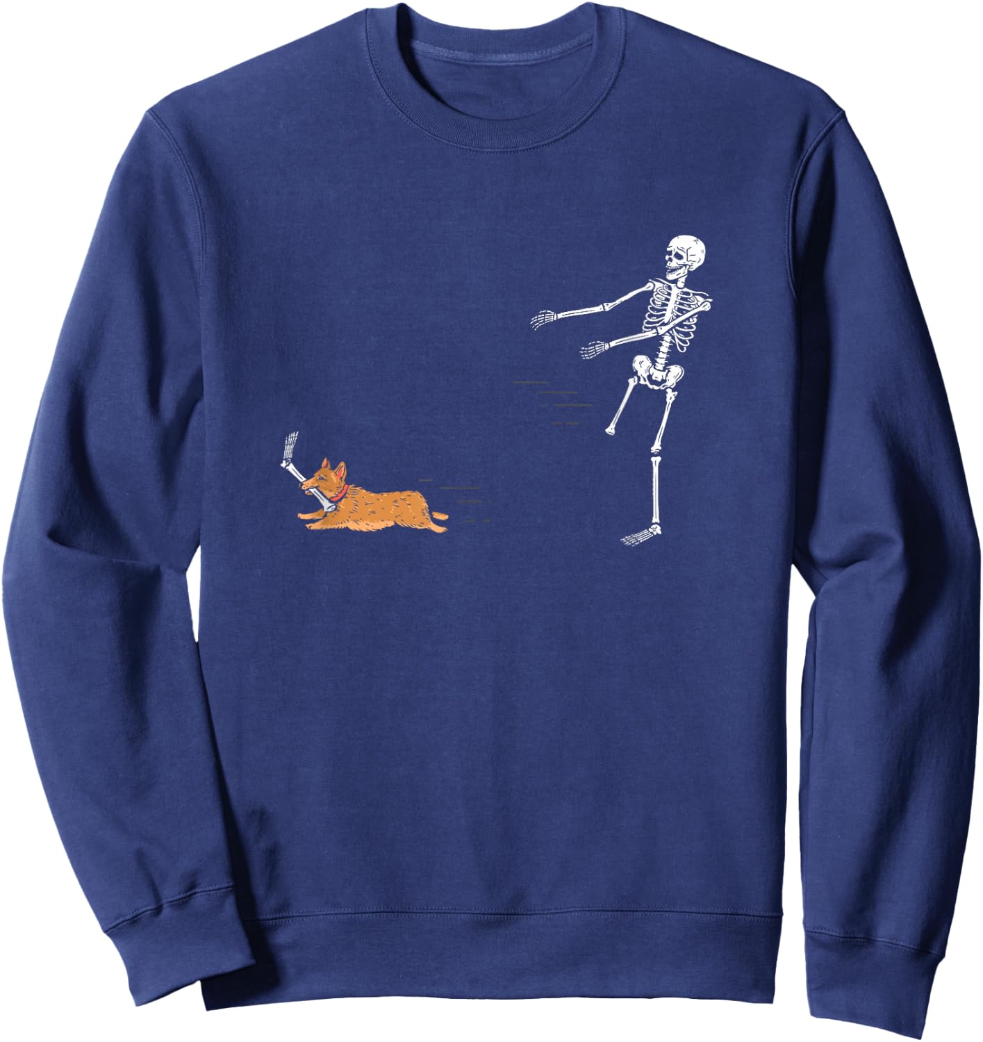 Cute Corgi Dog | Funny Skeleton Halloween Sweatshirt - Sweatshirt | Navy