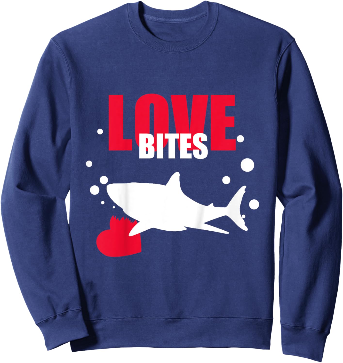Kids Love Bites Toddler Valentines Day Shark Lover Boy Funny Sweatshirt - Sweatshirt | Navy