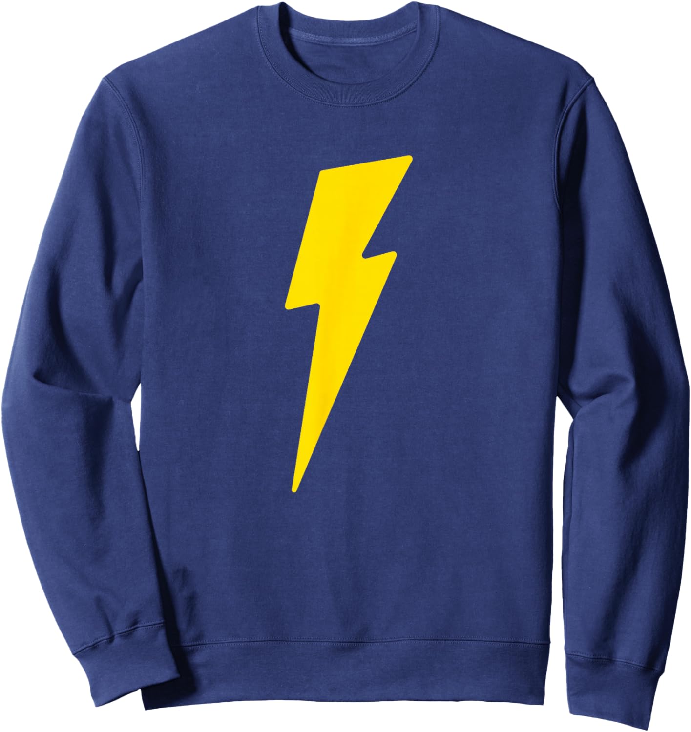 Simple Lightning Bolt | Yellow Thunder Bolt Graphic Sweatshirt - Sweatshirt | Navy