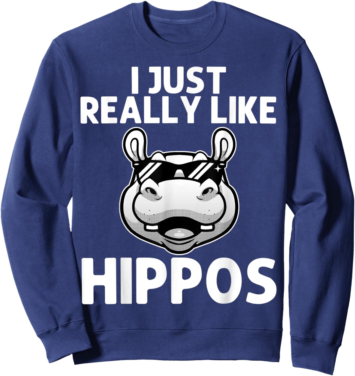 Funny Hippo Design Women Kids Hippopotamus Lover Sweatshirt - Sweatshirt | Navy
