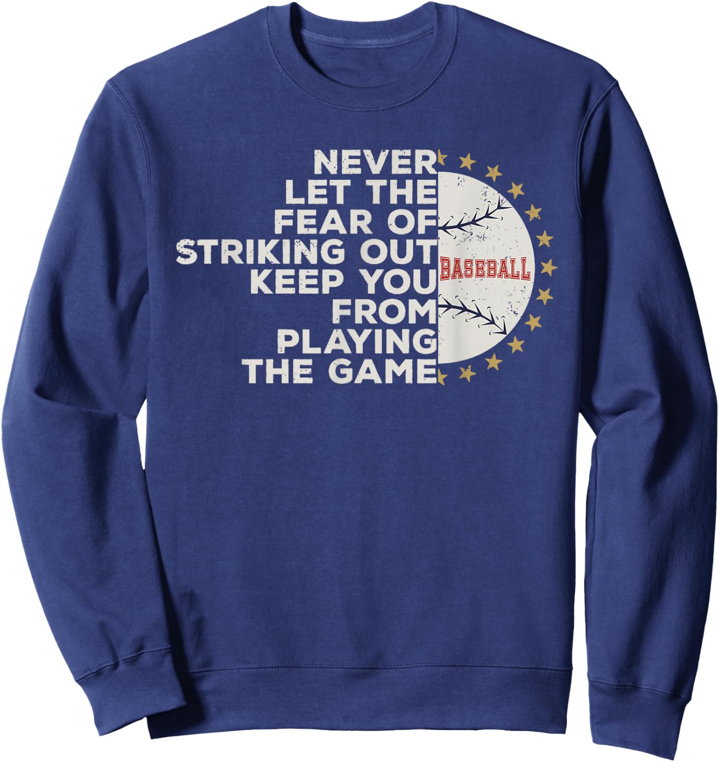 Baseball Distress sayings vintage funny baseball player fan Sweatshirt - Sweatshirt | Navy