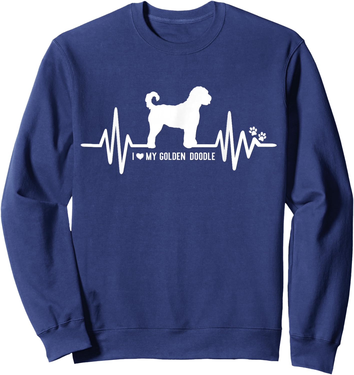 Golden Doodle Heart Beat EKG Pulse Design For Dog Lovers Sweatshirt - Sweatshirt | Navy