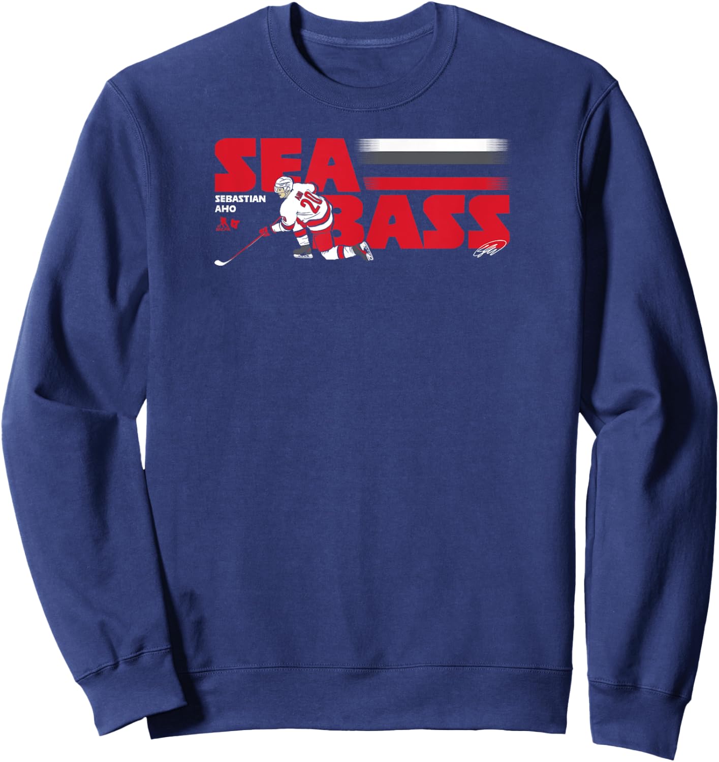Sebastian Aho: Sea Bass - Carolina Hockey Sweatshirt - Sweatshirt | Navy