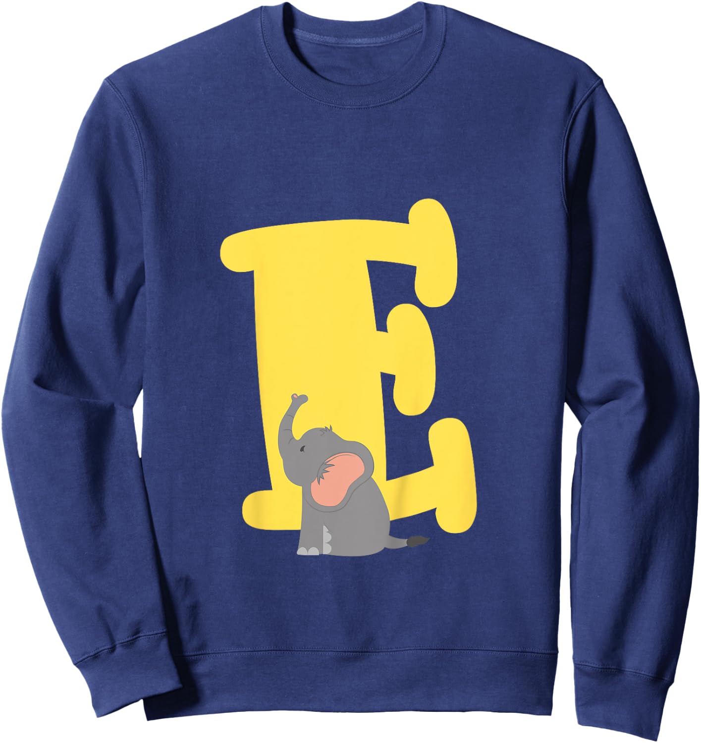 Cute Elephant Letter E Alphabet Boys Girls Initial Sweatshirt - Sweatshirt | Navy