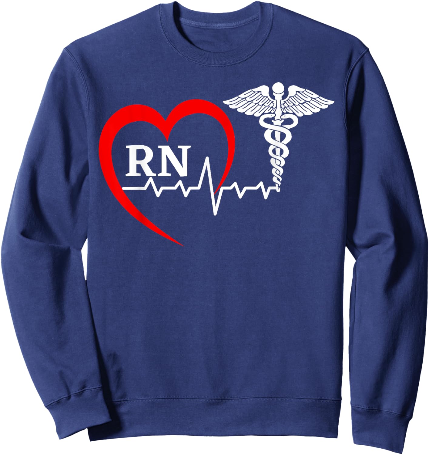 Nurses Day Caduceus Nurse Week 2023 Heartbeat Medical RN Sweatshirt - Sweatshirt | Navy