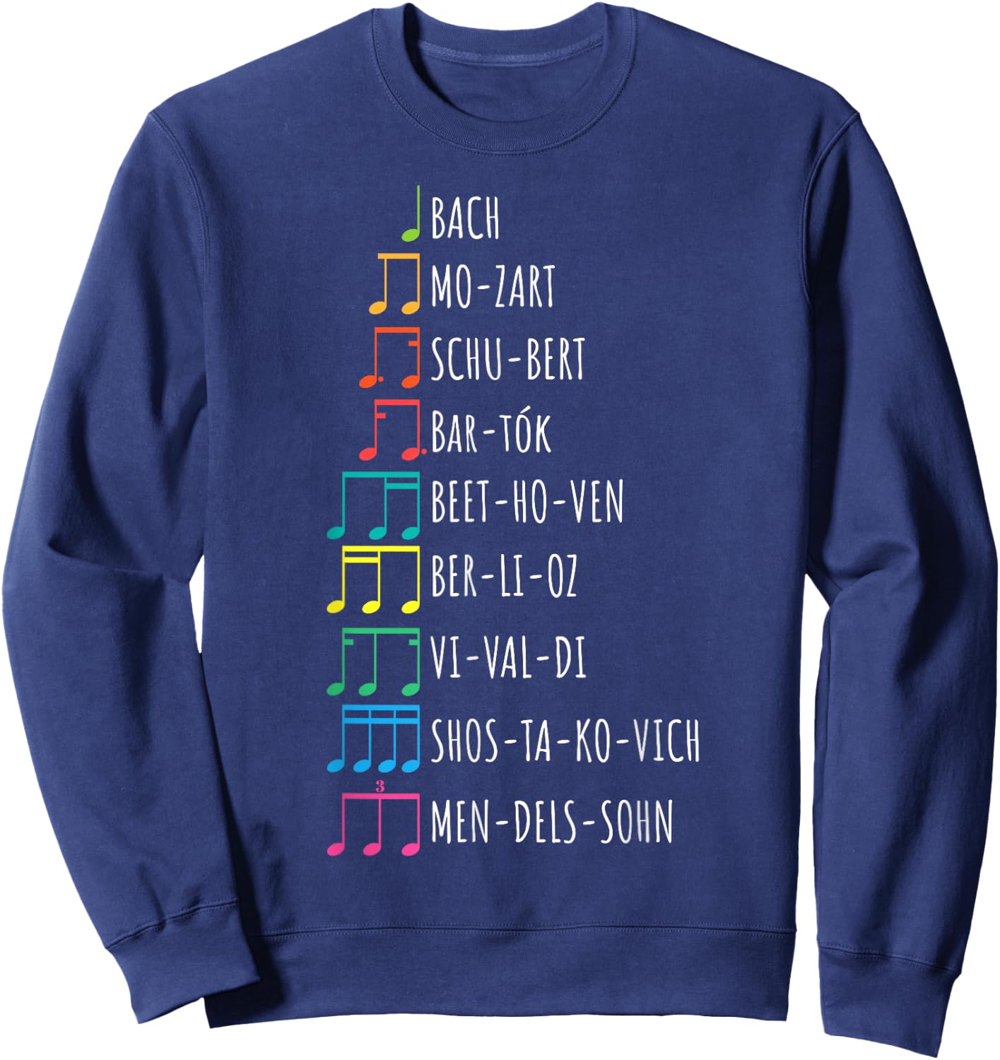 Classic Composers, Classical Music, Musical Notes Sweatshirt - Sweatshirt | Navy