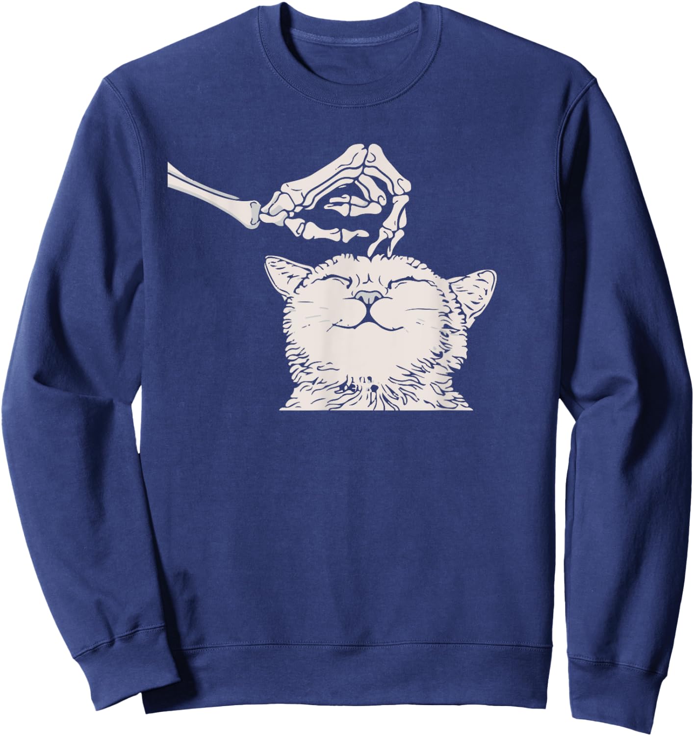 Cat Skeleton Hand Lazy Halloween Costume Cool Bones Kitten Sweatshirt - Sweatshirt | Navy