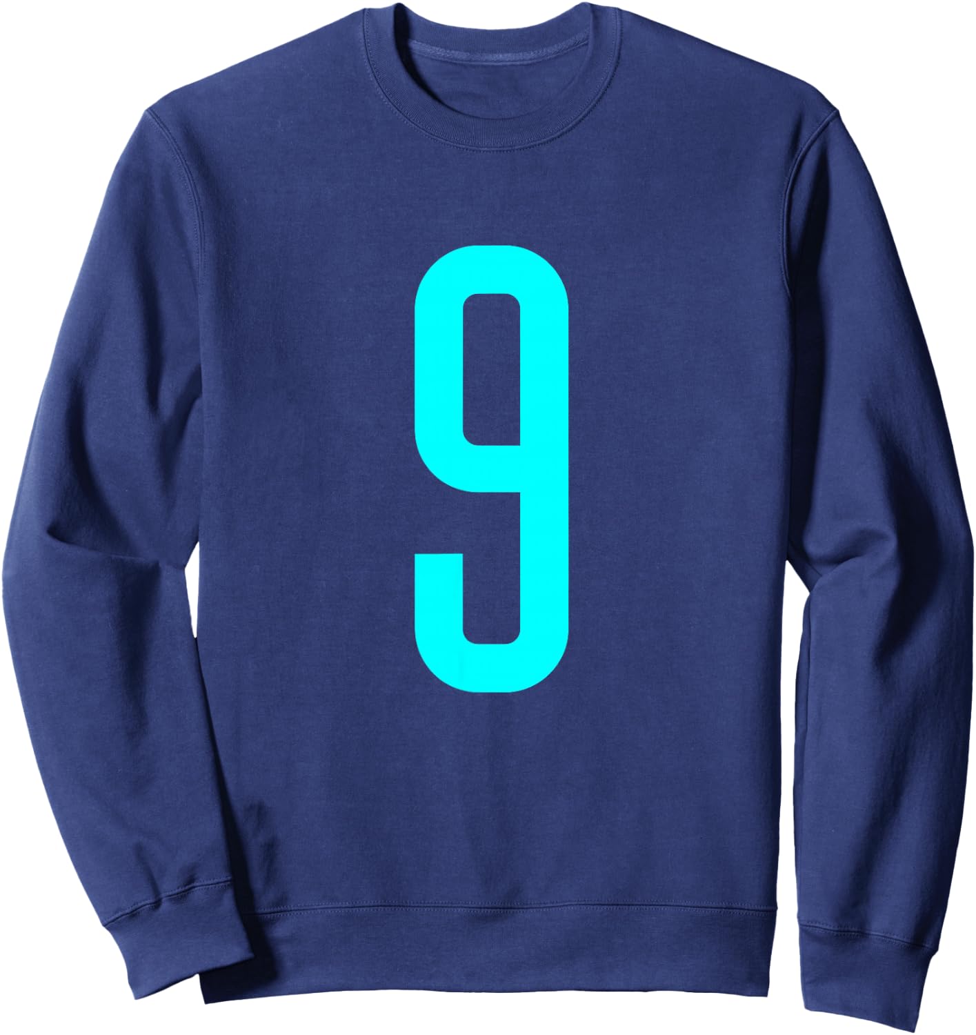 Number 9 Cyan Sports Team Sweatshirt - Sweatshirt | Navy