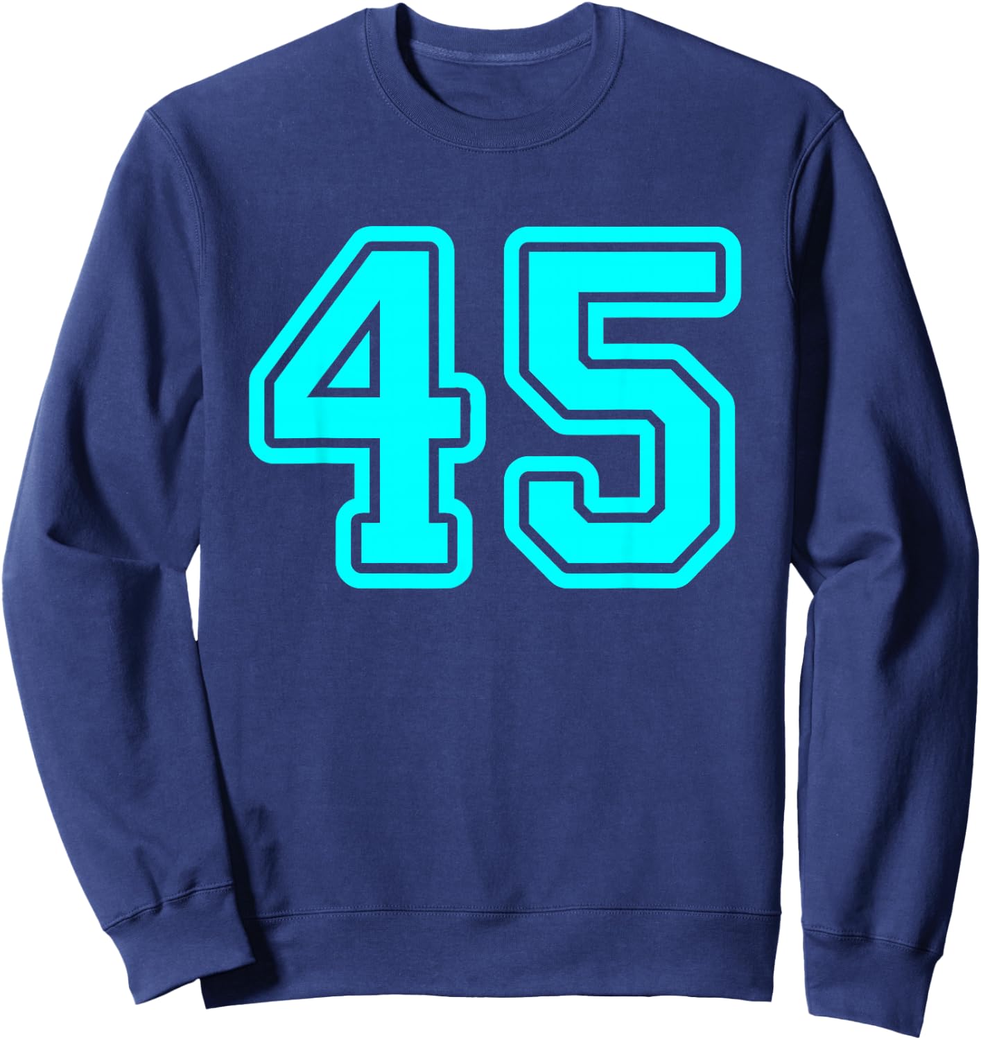 Number #45 Cyan Sport Varsity Number 45 Sweatshirt - Sweatshirt | Navy